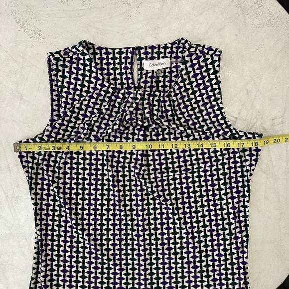 NWT Calvin Klein Woman’s Sleeveless Geometric Blouse Top, Sz PM - Picture 9 of 11